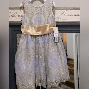 NWT Jayne Copeland Gold Lace Dress size 6x